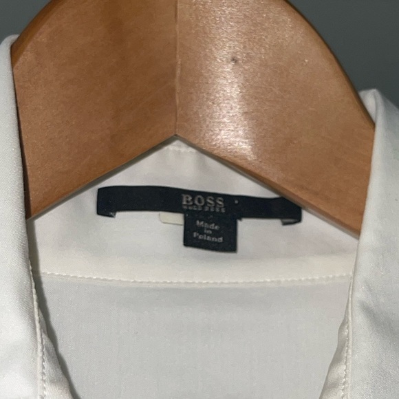 Boss By Hugo Boss BASHINA White Collared Blouse Button-Less Side Zip Vneck Sz 0 - Picture 4 of 15
